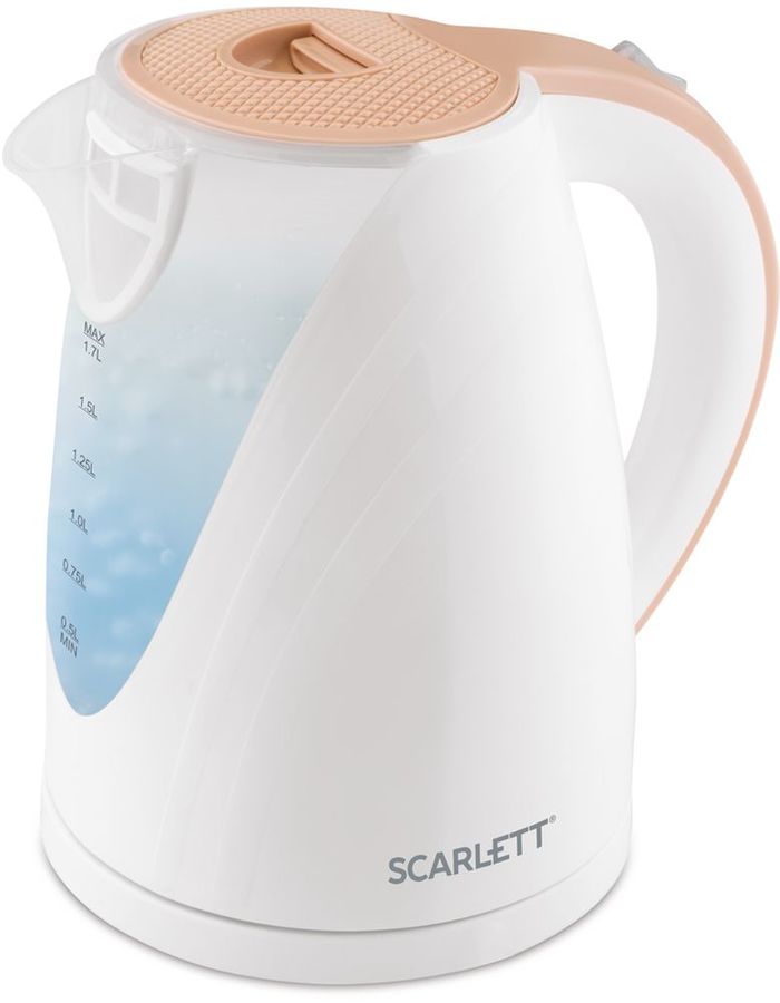 Чайник электрический SCARLETT SC-EK18P43, 2200Вт, белый и бежевый