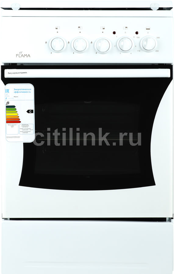 Газовая плита FLAMA RK 23-101 W, электрическая духовка, белый