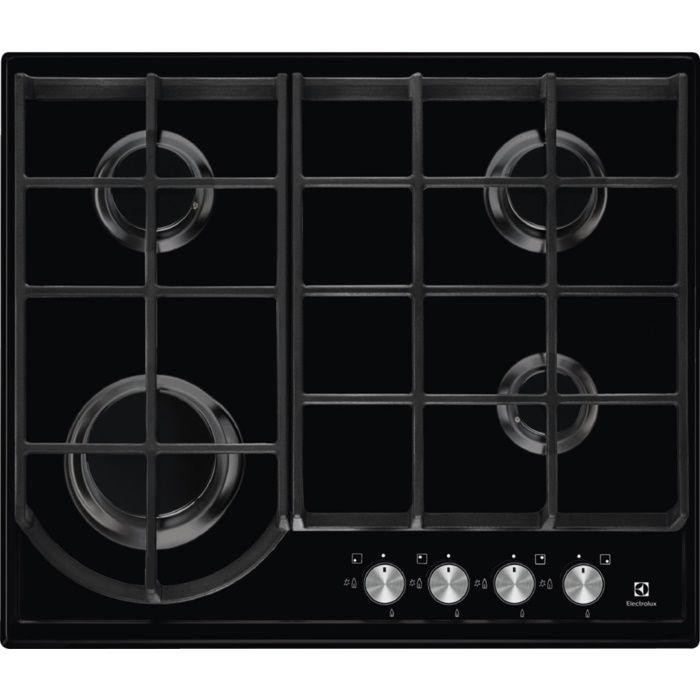 Варочная панель ELECTROLUX GPE263FB, независимая, черный Варочная панель ELECTROLUX GPE263FB, независимая, черныйВстраиваемые газовые панели<br>независимая; общая мощность конфорок 8000Вт; количество конфорок - 4; поверхность эмалированная сталь; решетка чугун; ширина - 595мм; цвет - черный<br><br>Цвет: черный