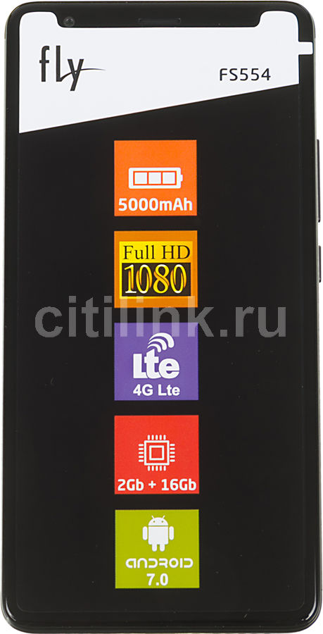 Смартфон FLY Power Plus FHD FS554 серый Смартфон FLY Power Plus FHD FS554 серыйМобильные телефоны<br>ОС Android 7.0, экран: 5.5, IPS, 1920x1080, процессор: MediaTek МТ6737T, 1500МГц, 4-х ядерный, камера: 13Мп, FM-радио, GPS, время работы в режиме разговора, до: 20ч, в режиме ожидания, до: 380ч<br><br>Цвет: серый