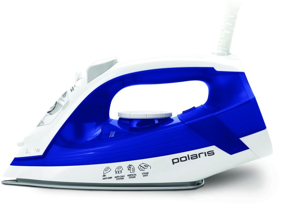 Утюг POLARIS PIR2293K, 2200Вт, синий Утюг POLARIS PIR2293K, 2200Вт, синийУтюги<br>пароувлажнение; мощность: 2200Вт; паровой удар: 130г; подошва: керамическая Crystal Ceramic; самоочистка от накипи; автоотключение; цвет: синий<br><br>Цвет: синий