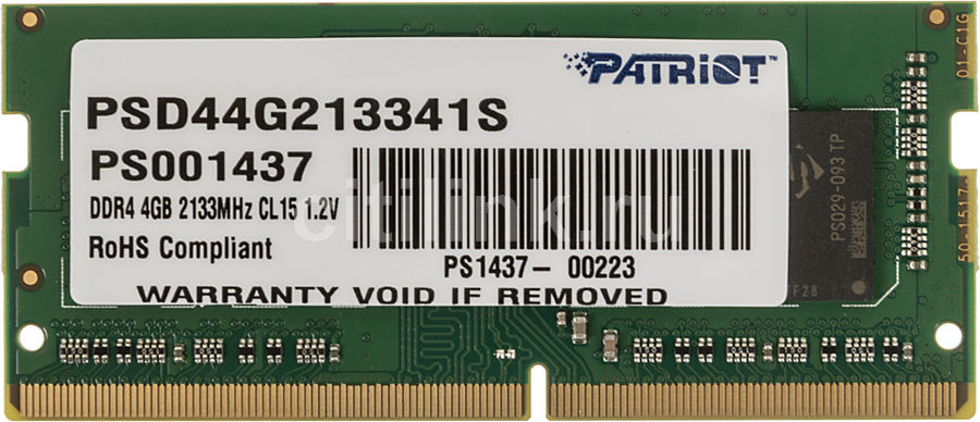Модуль памяти PATRIOT PSD44G213341S DDR4 - 4Гб 2133, SO-DIMM, Ret Патриот