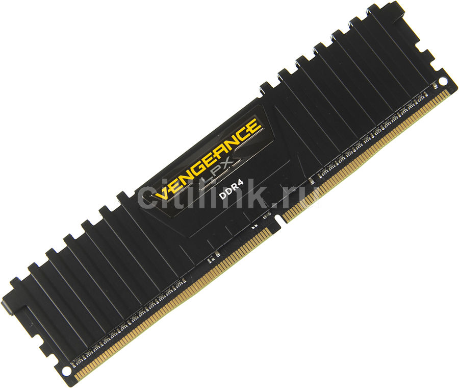 Модуль памяти CORSAIR Vengeance LPX CMK4GX4M1D2400C14 DDR4 - 4Гб 2400, DIMM, Ret Модуль памяти CORSAIR Vengeance LPX CMK4GX4M1D2400C14 DDR4 - 4Гб 2400, DIMM, RetМодули памяти<br>288-pin; частота: 2400; латентность: CL14; форм-фактор: DIMM; оснащается радиатором для эффективного охлаждения, тип поставки: Ret<br><br>Линейка: Vengeance LPX