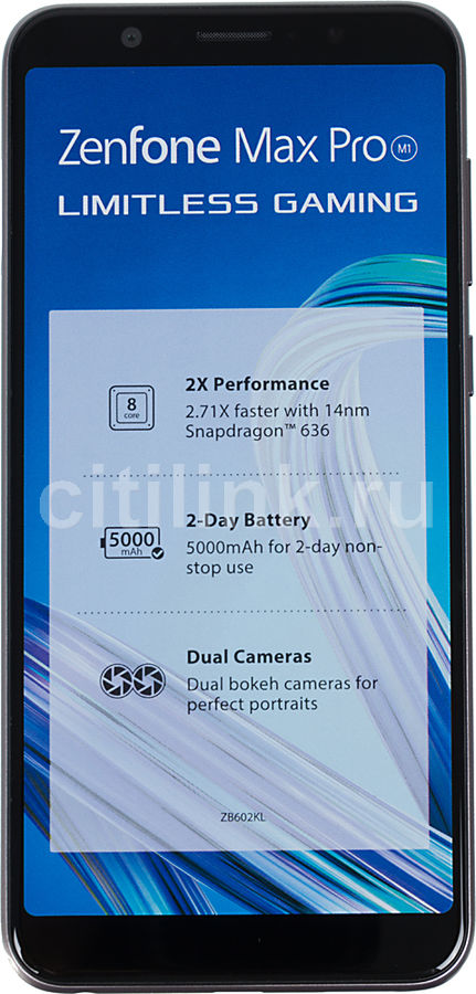 Смартфон ASUS ZenFone Max Pro M1 32Gb, ZB602KL, серебристый