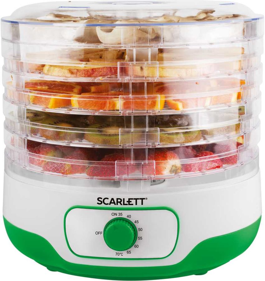 Сушилка для овощей и фруктов SCARLETT SC-FD421011, зеленый, 5 поддонов