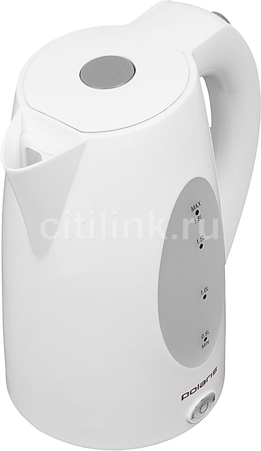 Чайник электрический POLARIS PWK 1885C, 2200Вт, белый и серый Чайник электрический POLARIS PWK 1885C, 2200Вт, белый и серыйЧайники электрические<br>мощность - 2200Вт; объем - 1.8л; корпус - пластик; фильтр от накипи, цвет - белый<br><br>Цвет: белый