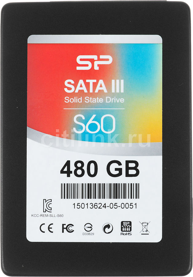 SSD накопитель SILICON POWER Slim S60 SP480GBSS3S60S25 480Гб, 2.5, SATA III SSD накопитель SILICON POWER Slim S60 SP480GBSS3S60S25 480Гб, 2.5, SATA IIIЖесткие диски SSD<br>скорость чтения, до: 540Мб/с; скорость записи, до: 410Мб/с; толщина - 7мм; интерфейс: SATA III; тип памяти: MLC; форм-фактор: 2.5<br><br>Линейка: Slim S60