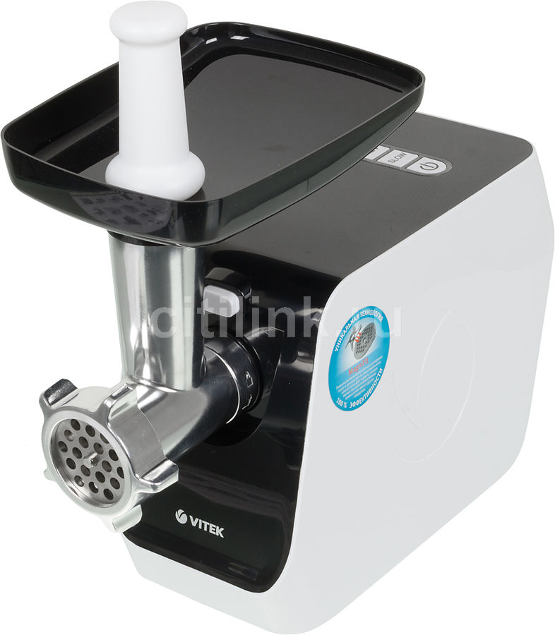 Мясорубка VITEK VT-3605 W, белый Мясорубка VITEK VT-3605 W, белыйМясорубки<br>производительность 2кг/мин; количество скоростей - 2; реверс; защита от перегрузки; насадка для колбас; насадка для кеббе; материал лотка - пластик; цвет - белый<br><br>Цвет: белый