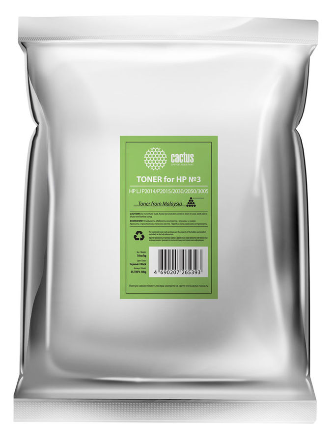 Тонер CACTUS CS-THP3-10kg, для HP LJ P2014/P2015/2030/2050/3005, черный, 10000грамм, пакет Тонер CACTUS CS-THP3-10kg, для HP LJ P2014/P2015/2030/2050/3005, черный, 10000грамм, пакетТонеры<br>для принтеров(МФУ) HP LJ P2014/P2015/2030/2050/3005; количество: 1; тип фасовки: пакет<br>