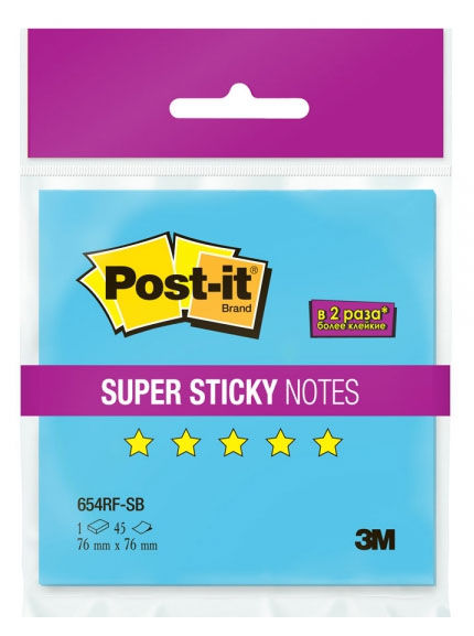 Блок самоклеящийся бумажный 3M Post-it Super Sticky 654RF-SB 7100024154 76x76мм 45лист. неон голубой Блок самоклеящийся бумажный 3M Post-it Super Sticky 654RF-SB 7100024154 76x76мм 45лист. неон голубойБлоки для записей<br><br><br>Линейка: Post-it Super Sticky