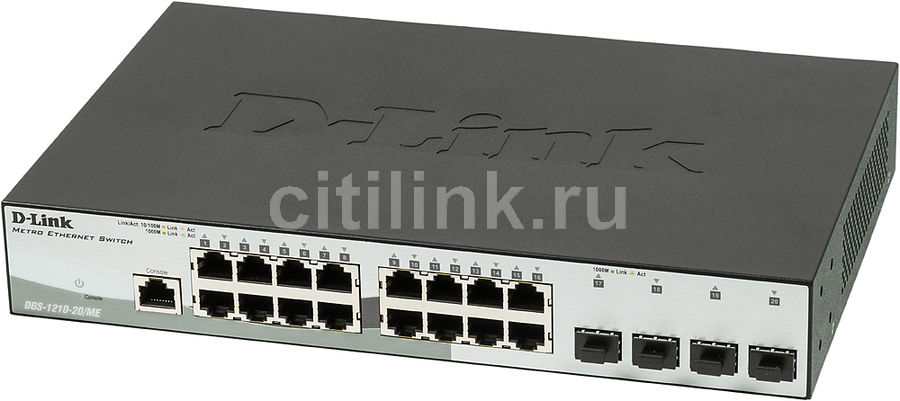 Коммутатор D-LINK DGS-1210-20/ME/A1A Коммутатор D-LINK DGS-1210-20/ME/A1AКоммутаторы<br>управляемый, монтируемый в 11 стойку, порты 1000Base-T(Gigabit Ethernet): 16 шт.<br>