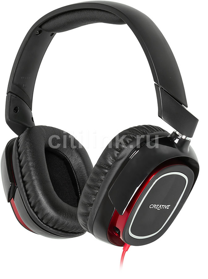 Наушники с микрофоном CREATIVE HS 880 Draco, 51EF0700AA001, мониторы, черный / красный