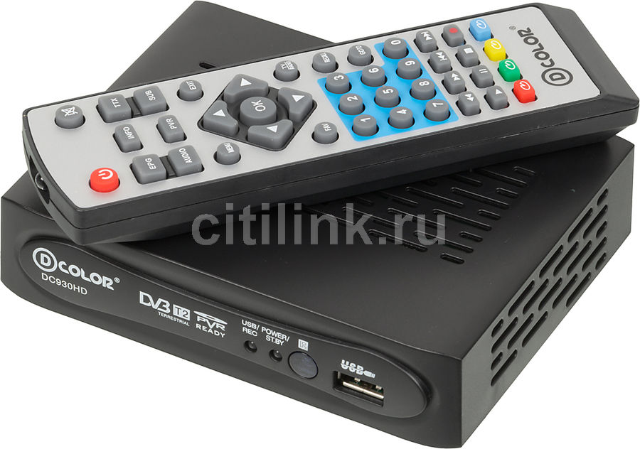 Ресивер DVB-T2 D-COLOR DC930HD, черный