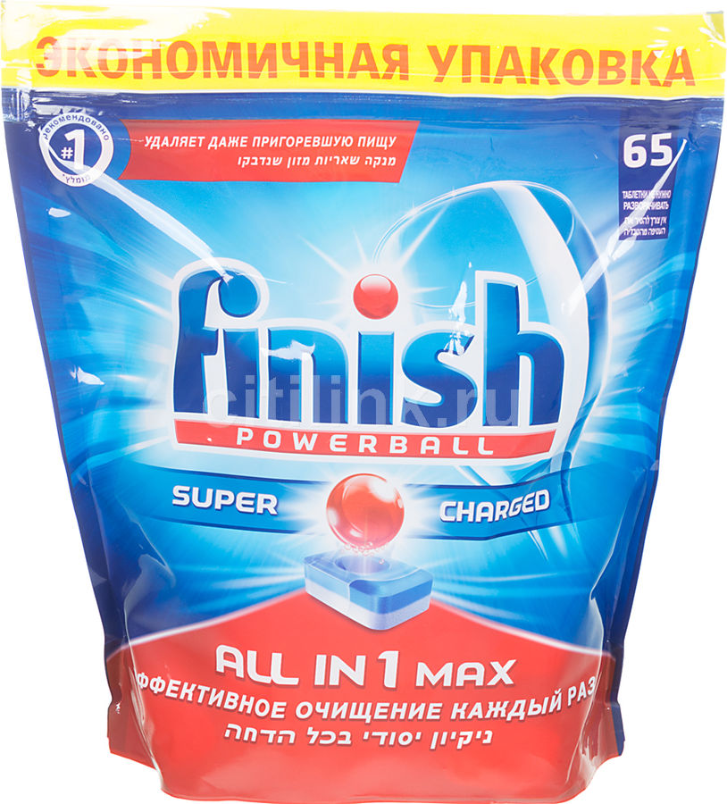 Средство для мытья посуды FINISH PowerBall All-in-1 max, для посудомоечных машин, 65 [170707595460]