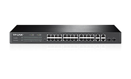 Коммутатор TP-LINK TL-SL2428 Коммутатор TP-LINK TL-SL2428Коммутаторы<br>управляемый, монтируемый в 19 стойку, порты 10-100Base-TX: 24 шт., порты 1000Base-T(Gigabit Ethernet): 4 шт., из них комбо-порты 1000BASE-T/Mini GBIC (SFP): 2 шт.<br>