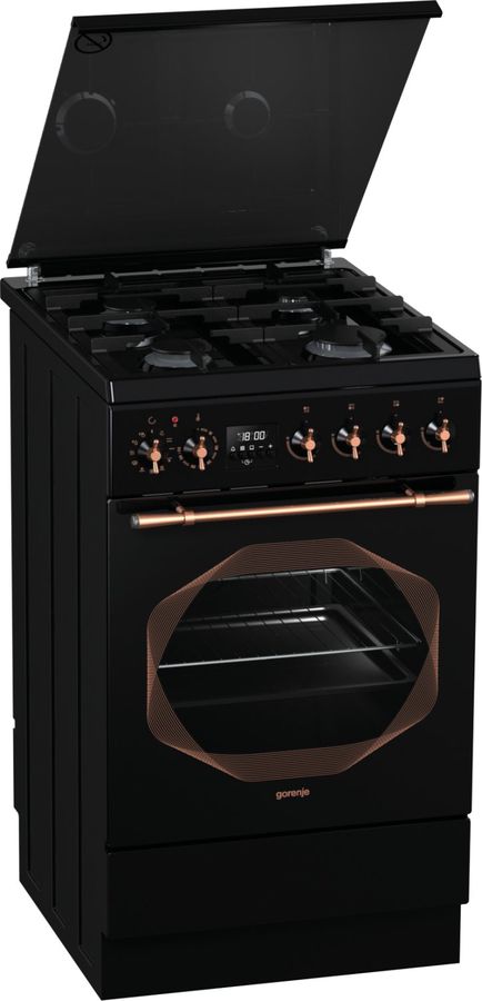 Газовая плита GORENJE K537INB, электрическая духовка, черный Газовая плита GORENJE K537INB, электрическая духовка, черныйГазовые плиты<br>тип духовки- электрическая, электроподжиг- автоматический, информационный дисплей, гриль- электрический, ящик для посуды, ширина 50см цвет- черный<br><br>Линейка: Infinity<br>Цвет: черный