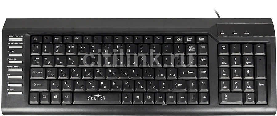 Клавиатура OKLICK 350M, USB, черный Клавиатура OKLICK 350M, USB, черныйКлавиатуры<br>интерфейс: USB, мультимедийная, классической формы<br><br>Цвет: черный