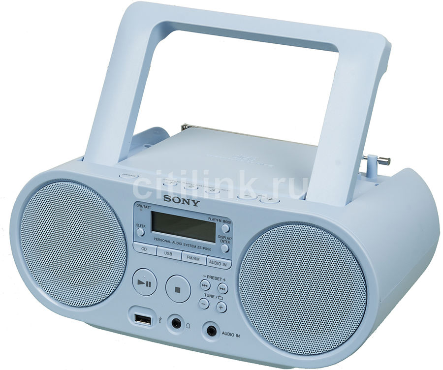 Аудиомагнитола SONY ZS-PS50, голубой Аудиомагнитола SONY ZS-PS50, голубойМагнитолы<br>мощность: 4Вт, поддержка CD, CDRW, воспроизведение MP3, WMA, интерфейс USB, цвет: голубой<br><br>Цвет: голубой