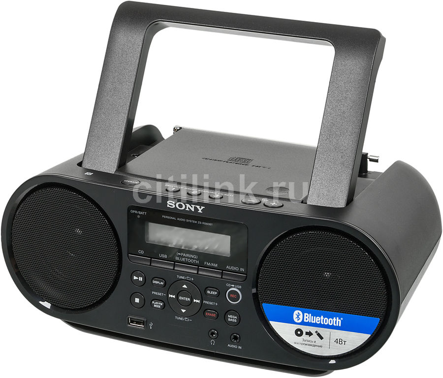Аудиомагнитола SONY ZS-RS60BT, черный Аудиомагнитола SONY ZS-RS60BT, черныйМагнитолы<br>мощность: 4Вт, поддержка CD, CDRW, воспроизведение MP3, WMA, интерфейс USB, цвет: черный<br><br>Цвет: черный