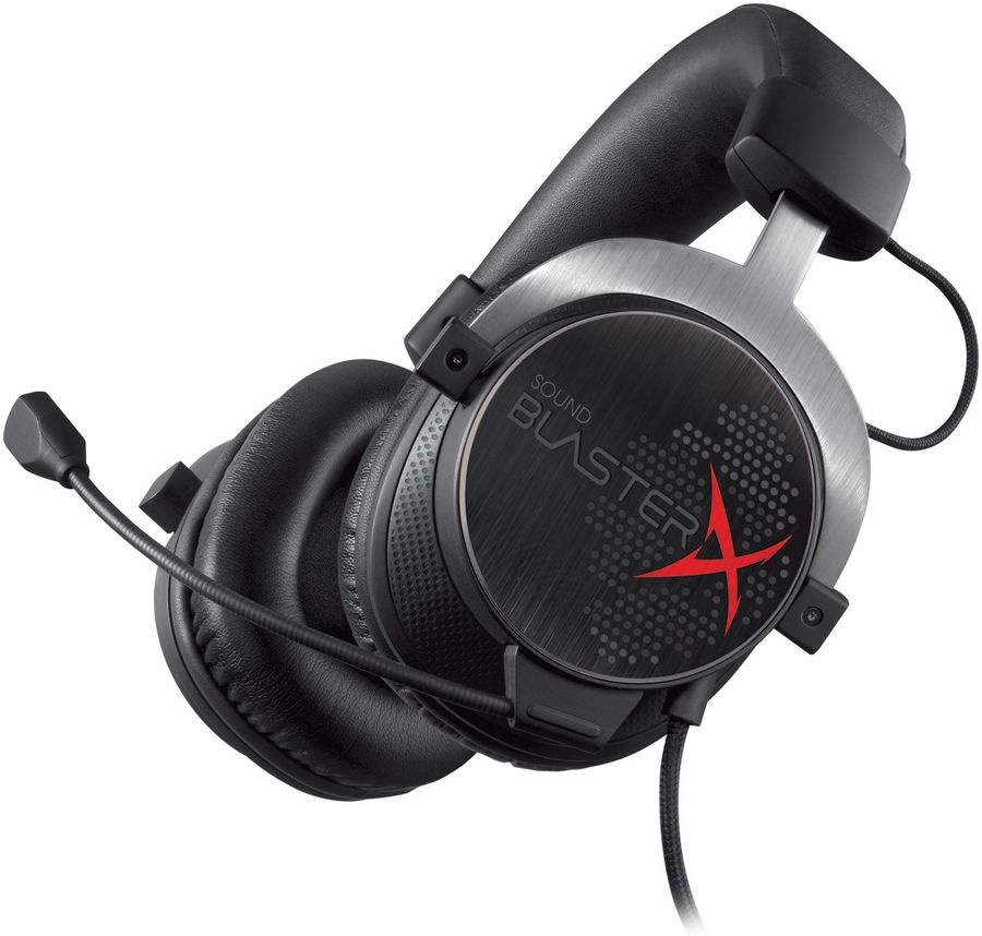 Наушники с микрофоном CREATIVE Sound BlasterX H5, 70GH031000000, мониторы, черный / серебристый [70g