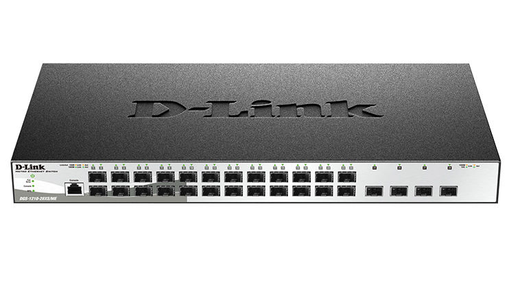 Коммутатор D-LINK DGS-1210-28XS/ME/B1A Коммутатор D-LINK DGS-1210-28XS/ME/B1AКоммутаторы<br>управляемый, монтируемый в 19 стойку, стекируемый, порты 1000Base-T(Gigabit Ethernet): 24 шт.<br>