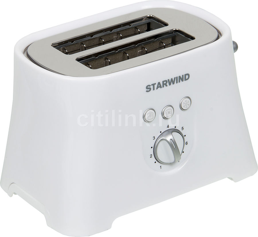 Тостер STARWIND SET4571, белый Тостер STARWIND SET4571, белыйТостеры<br>мощность 700Вт, отделений- 2, режимов- 7, лоток для крошек, разморозка и обжаривание, функция подогрев, отсек для сетевого шнура, цвет - белый<br><br>Цвет: белый