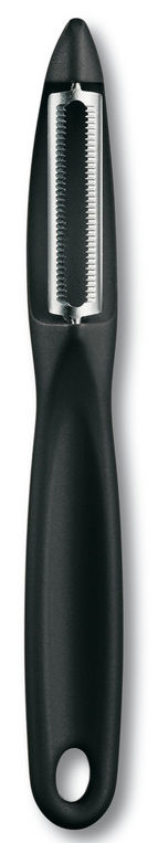 Овощечистка для овощей и фруктов Victorinox Universal Peeler (7.6075) Овощечистка для овощей и фруктов Victorinox Universal Peeler (7.6075)Аксессуары для кухни<br>Универсальная овощечистка с эргономичной ручкой черного цвета и зазубренным краем лезвия, что позволяет легко снимать кожуру, а острый наконечник с легкостью удалит глазки с картофеля.<br>