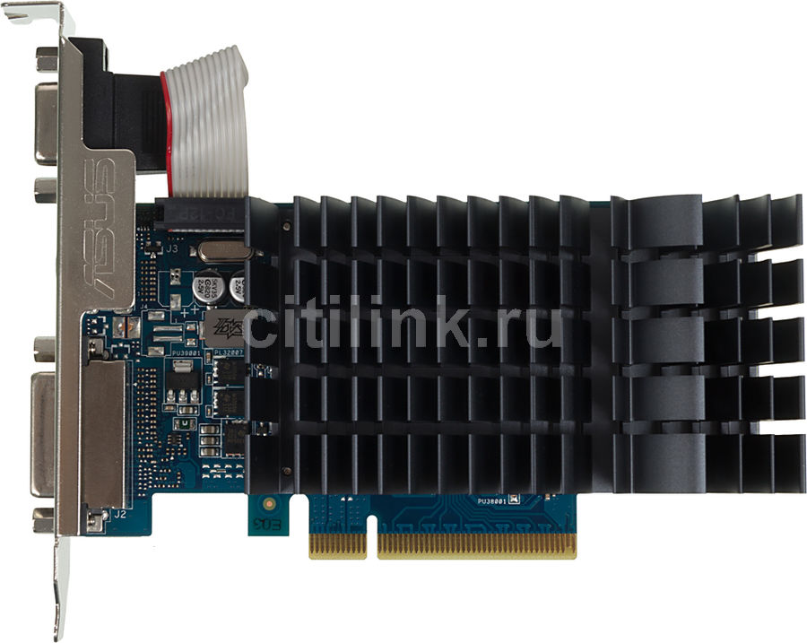 Видеокарта ASUS GeForce GT 710, GT 710-1-SL, 1Гб, DDR3, Low Profile, Ret Видеокарта ASUS GeForce GT 710, GT 710-1-SL, 1Гб, DDR3, Low Profile, RetВидеокарты<br>nVidia GeForce GT 710; частота процессора: 954 МГц; частота памяти: 1800МГц; объём видеопамяти: 1Гб; тип видеопамяти: DDR3; DirectX 12/OpenGL 4.4; доп. питание: без дополнительного питания; тип поставки: Ret<br>