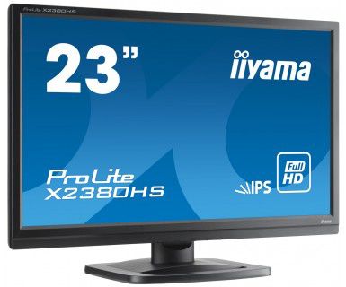 Монитор ЖК IIYAMA ProLite X2380HS-B1 23, черный Монитор ЖК IIYAMA ProLite X2380HS-B1 23, черныйМониторы<br>размер экрана: 23, широкоформатная матрица IPS с разрешением 1920x1080, отношением сторон 16:9, яркостью 250кд/м2, временем отклика 5мс, встроенными динамиками, разъем D-SUB (VGA), DVI, HDMI<br><br>Линейка: ProLite<br>Цвет: черный