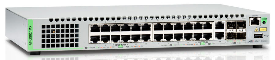 Коммутатор ALLIED TELESIS AT-GS924MX-50 Коммутатор ALLIED TELESIS AT-GS924MX-50Коммутаторы<br>управляемый, монтируемый в 19 стойку, стекируемый, порты 1000Base-T(Gigabit Ethernet): 24 шт.<br>