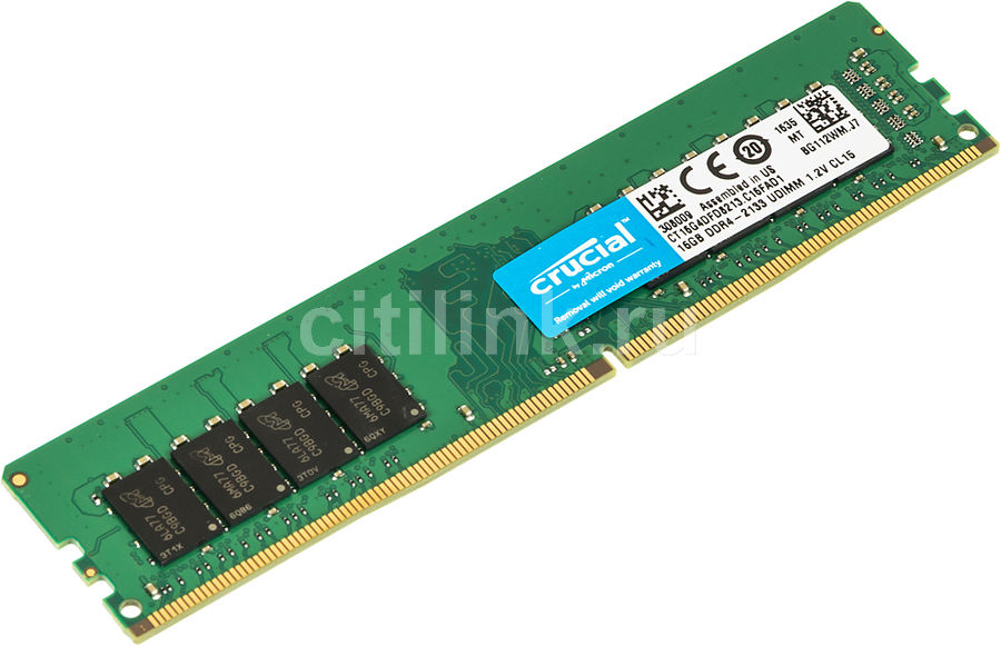 Модуль памяти CRUCIAL CT16G4DFD8213 DDR4 - 16Гб 2133, DIMM, Ret Модуль памяти CRUCIAL CT16G4DFD8213 DDR4 - 16Гб 2133, DIMM, RetМодули памяти<br>288-pin; частота: 2133; латентность: CL15; форм-фактор: DIMM; тип поставки: Ret<br>