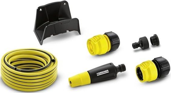 Набор для полива Karcher 2.645-114.0 1/2 15м 6 предметов Набор для полива Karcher 2.645-114.0 1/2 15м 6 предметовПоливочное оборудование<br>Комплект для полива Karcher PrimoFlex идеально подойдет для подключения минимоек. Состоит из шланга Karcher PrimoFlex 15 метров, распылитель, коннектор с аквастопом, универсальный коннектор, штуцер для подсоединения к крану G1 с переходом на G3/4.<br>