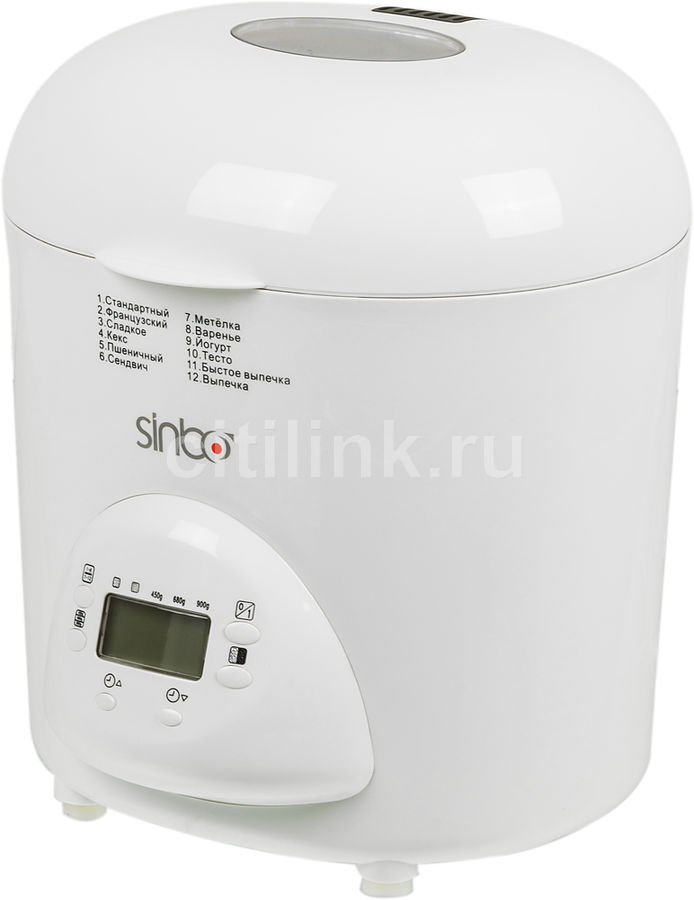 Хлебопечь SINBO SBM 4716, белый Хлебопечь SINBO SBM 4716, белыйХлебопечи<br>мощность 580Вт, вес выпечки 500/750/900г, отсрочка старта 13ч, программ приготовления- 12, форма выпечки буханка, антипригарное покрытие, поддержание температуры, цвет- белый<br><br>Цвет: белый