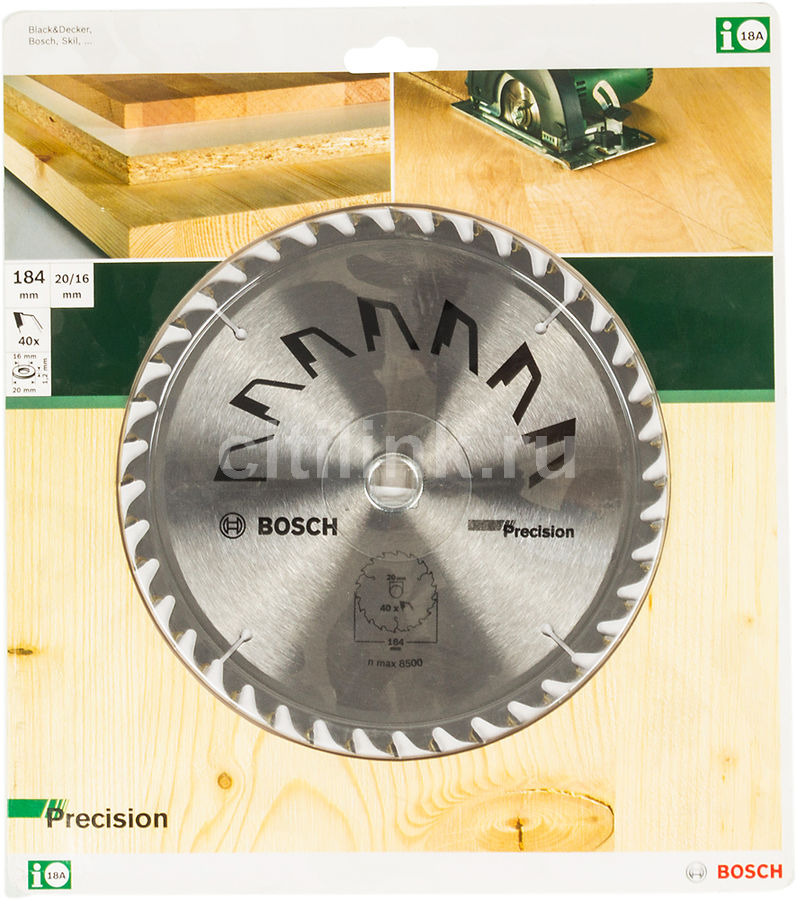 Пильный диск BOSCH 2609256864, по дереву, 184мм Пильный диск BOSCH 2609256864, по дереву, 184ммКруги, диски, фрезы<br>диаметр диска: 184 мм, назначение: циркулярные пилы, посадочный диаметр: 20мм, кол-во зубьев: 40шт<br>