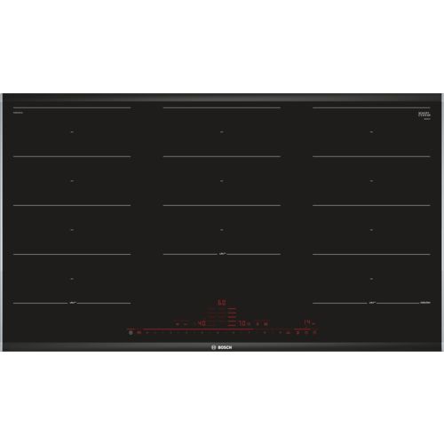 Варочная панель BOSCH PXX975DC1E, индукционная, независимая, черный Варочная панель BOSCH PXX975DC1E, индукционная, независимая, черныйВстраиваемые электрические панели<br>материал поверхности: стеклокерамика; индукционных конфорок: 5; таймер: электронный; индикаторы остаточного тепла; блокировка от детей; цвет: черный<br><br>Цвет: черный