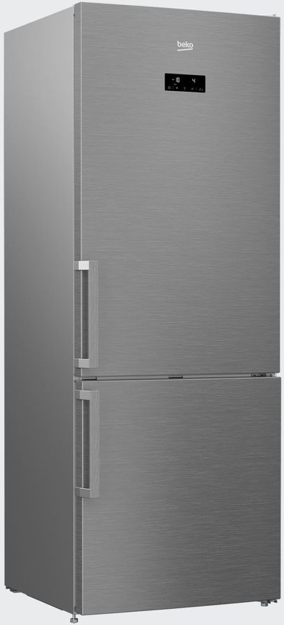 Холодильник BEKO RCNE520E21ZX, двухкамерный, нержавеющая сталь Холодильник BEKO RCNE520E21ZX, двухкамерный, нержавеющая стальХолодильники<br>количество камер: двухкамерный; расположение морозильной камеры- снизу, размораживание морозильной камеры- No Frost, общий объем 520л, нулевая камера, зона свежести, антибактериальное покрытие, цвет: нержавеющая сталь<br><br>Цвет: нержавеющая сталь