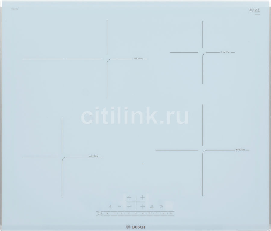 Варочная панель BOSCH PIF672FB1E, индукционная, независимая, белый Варочная панель BOSCH PIF672FB1E, индукционная, независимая, белыйВстраиваемые электрические панели<br>материал поверхности: стеклокерамика; индукционных конфорок: 4; таймер: электронный; индикаторы остаточного тепла; блокировка от детей; цвет: белый<br><br>Цвет: белый