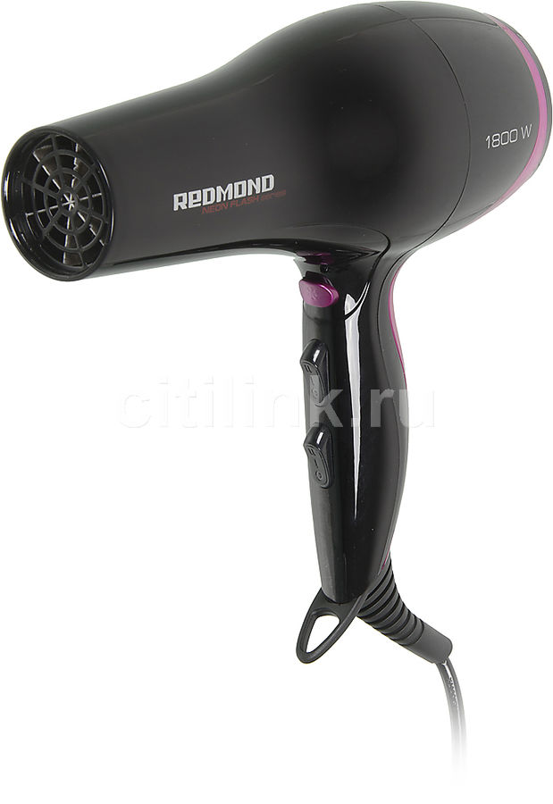 Фен REDMOND RF-522, 1800Вт, черный и фиолетовый Фен REDMOND RF-522, 1800Вт, черный и фиолетовыйФены<br>Стильная модель с контрастной расцветкой из серии NEON FLASH, имеющая три оптимальных температурных режима и две скорости воздушного потока. Дополнительно прибор снабжён удобным кольцом для подвешивания. Функция холодного обдува для идеальной фиксации укладки.<br><br>Цвет: черный и фиолетовый