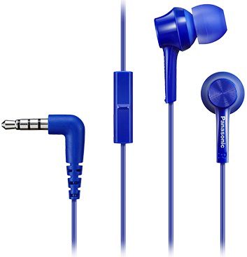 Гарнитура PANASONIC RP-TCM105E-A, вкладыши, синий, проводные гарнитура panasonic rp tcm105e w белый