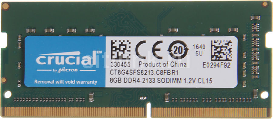 Модуль памяти CRUCIAL CT8G4SFS8213 DDR4 - 8Гб 2133, SO-DIMM, Ret Модуль памяти CRUCIAL CT8G4SFS8213 DDR4 - 8Гб 2133, SO-DIMM, RetМодули памяти<br>260-pin; частота: 2133; латентность: CL15; форм-фактор: SO-DIMM; тип поставки: Ret<br>