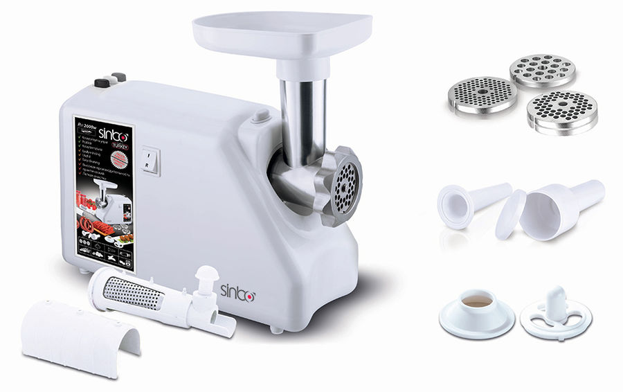 Мясорубка SINBO SHB 3109, белый Мясорубка SINBO SHB 3109, белыйМясорубки<br>мощность 2000Вт, количество скоростей - 1; реверс; насадка для колбас; материал лотка - пластик; цвет - белый<br><br>Цвет: белый