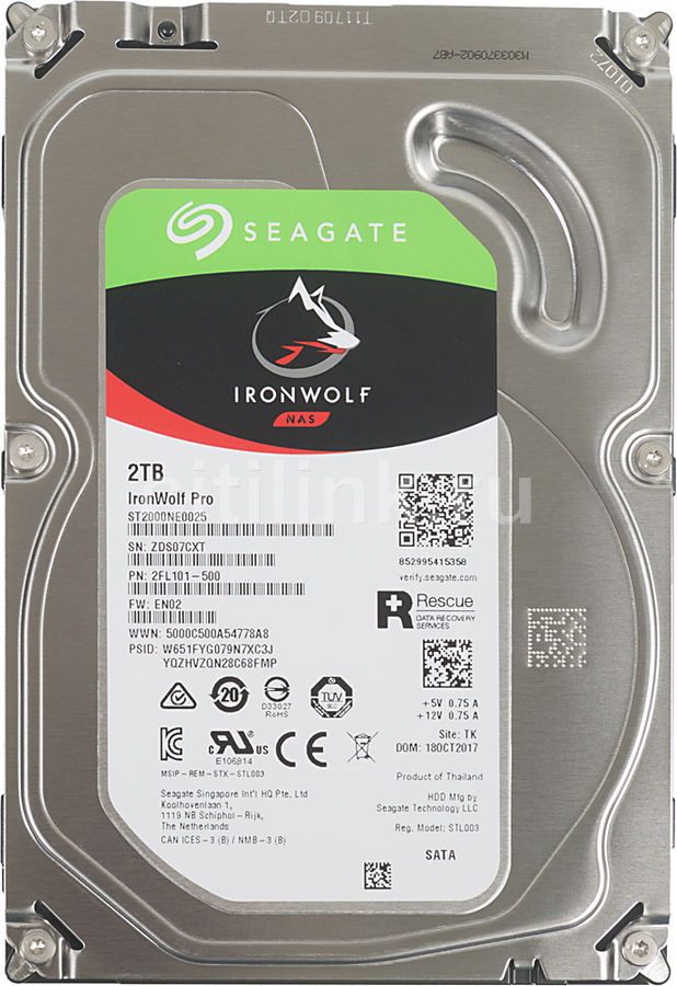 Жесткий диск SEAGATE Ironwolf Pro ST2000NE0025, 2Тб, HDD, SATA III, 3.5 Жесткий диск SEAGATE Ironwolf Pro ST2000NE0025, 2Тб, HDD, SATA III, 3.5Жесткие диски<br>форм-фактор 3.5; тип: HDD; интерфейс: SATA III; объём: 2Тб; скорость вращения шпинделя 7200об/мин; буферная память 128Мб<br><br>Линейка: Ironwolf Pro