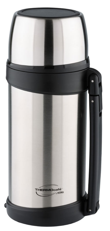 Термос THERMOS THERMOcafe GT-100 SBK, 1л, стальной Термос THERMOS THERMOcafe GT-100 SBK, 1л, стальнойТермосы и термокружки<br>Термос из нержавеющей стали Выливать напитки из термоса можно повернув крышку на пол-оборота. Увеличенная по объему крышка-чашка понравится любителям больших порций. Для удобства использования и транспортировки термос имеет складную ручку. Удержание тепла/холода - 12/24<br><br>Цвет: стальной