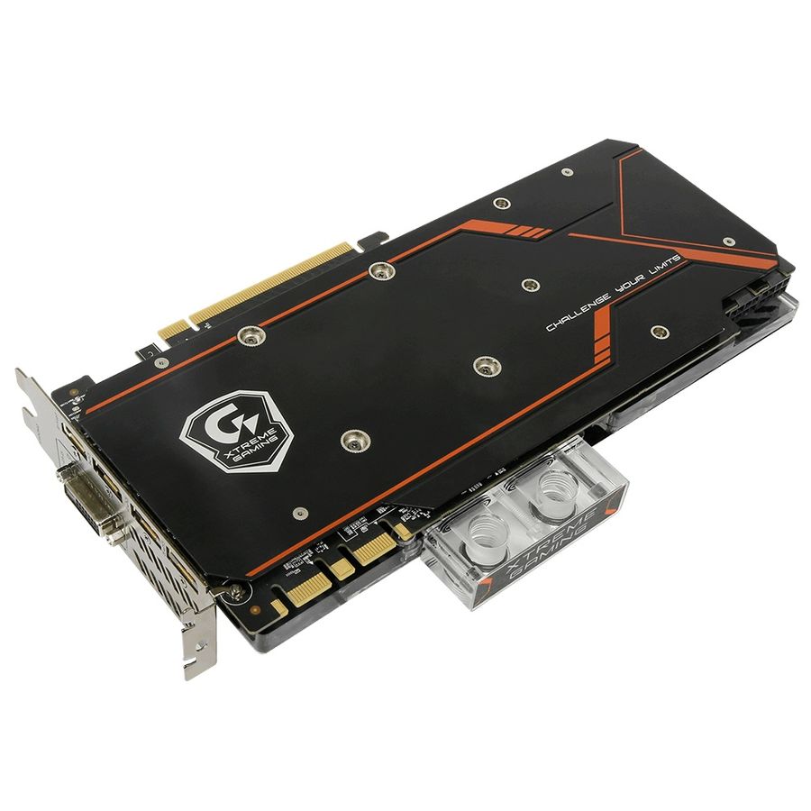 Видеокарта GIGABYTE GeForce GTX 1080, GV-N1080XTREME WB-8GD, 8Гб, GDDR5X, OC, Ret Видеокарта GIGABYTE GeForce GTX 1080, GV-N1080XTREME WB-8GD, 8Гб, GDDR5X, OC, RetВидеокарты<br>nVidia GeForce GTX 1080; частота процессора: 1759 МГц (1936 МГц, в режиме Boost); частота памяти: 10400МГц; объём видеопамяти: 8Гб; тип видеопамяти: GDDR5X; OverClock Edition; DirectX 12/OpenGL 4.5; доп. питание: 8+8 pin; блок питания не менее: 500Вт; тип поставки: Ret<br>