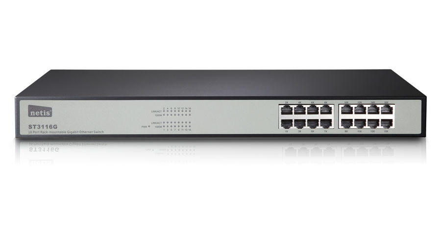 Коммутатор NETIS ST3116G, ST3116G Коммутатор NETIS ST3116G, ST3116GКоммутаторы<br>неуправляемый, монтируемый в 19 стойку, порты 1000Base-T(Gigabit Ethernet): 16 шт.<br>