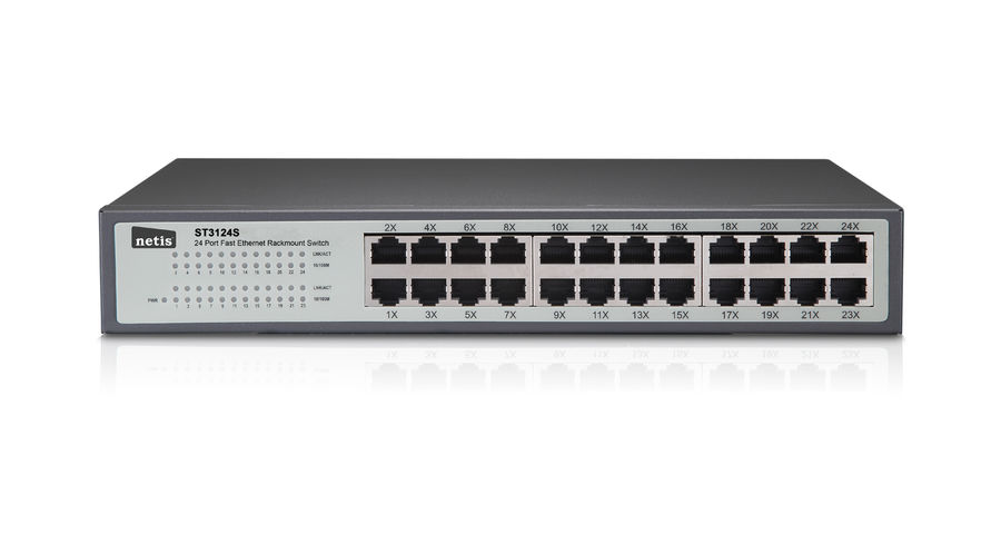 Коммутатор NETIS ST3124S, ST3124S Коммутатор NETIS ST3124S, ST3124SКоммутаторы<br>неуправляемый, монтируемый в 19 стойку, порты 10-100Base-TX: 24 шт.<br>