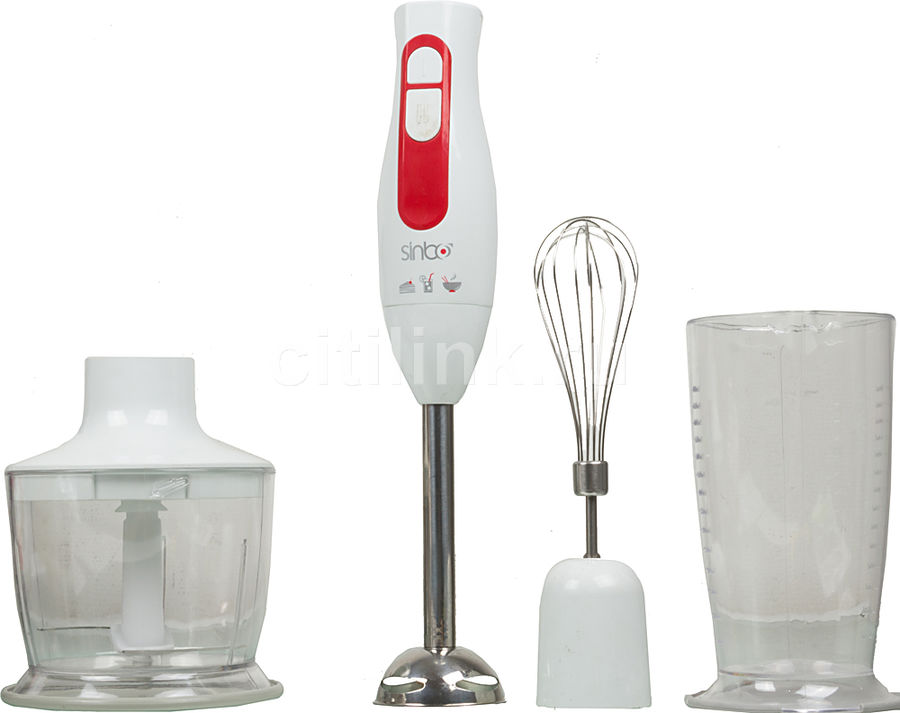 Блендер SINBO SHB 3100S, погружной, белый Блендер SINBO SHB 3100S, погружной, белыйБлендеры<br>тип: погружной, мощность: 350Вт, скоростей/режимов - 2, рабочая поверхность - металл, измельчитель, венчик для взбивания, цвет: белый<br><br>Цвет: белый