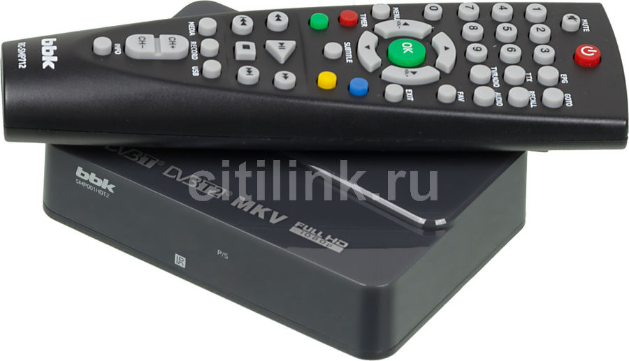 Ресивер DVB-T2 BBK SMP001HDT2, темно-серый Ресивер DVB-T2 BBK SMP001HDT2, темно-серыйРесиверы DVB-T<br>DVB-T; DVB-T2; HDTV: 1080p; Time Shift; гид по программам; запись телепрограмм; цифровое радио; родительский контроль; корпус: пластик; цвет: темно-серый<br><br>Цвет: темно-серый