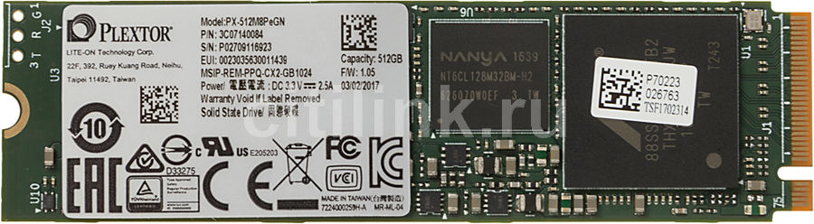 SSD накопитель PLEXTOR M8Pe PX-512M8PeGN 512Гб, M.2 2280, PCI-E x4