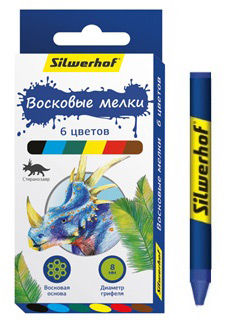 Восковые мелки Silwerhof 884170-06 Динозавры круглые 6цв. дл.89ммд.8мм картон.кор./европод. Восковые мелки Silwerhof 884170-06 Динозавры круглые 6цв. дл.89ммд.8мм картон.кор./европод.Рисование<br><br>